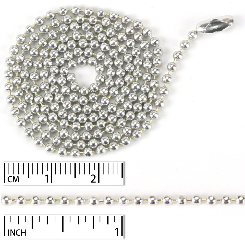 Chain & Clasps Aluminum Ball Chain 2.4mm with Connecter, 24"